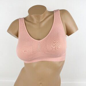 Women's Wireless Marilyn Monroe Bra Bralette size L Pink Salmon Stretch Fabric